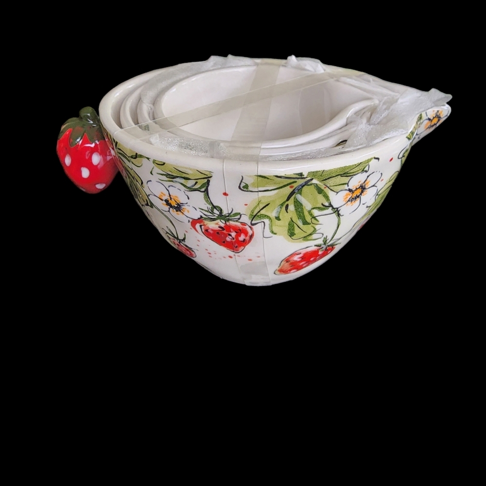 Strawberry Set of 4 Measuring Nesting Cups Handmade Ceramic Gift Idea